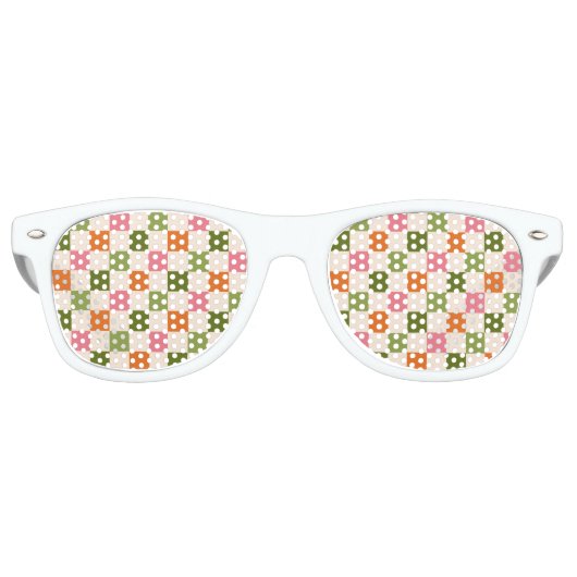 Leuk Retro Checkerboard | Jongeren Verjaardagsguns Retro Zonnebril (Voorkant)