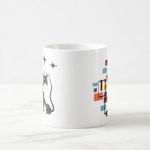 Leuk Retro Kat Mid Century Squares Cat Koffiemok (Center)