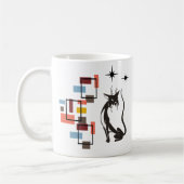 Leuk Retro Kat Mid Century Squares Cat Koffiemok (Links)