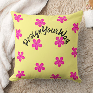 Leuk retro midden eeuw modern roze bloemmotief kussen