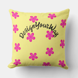 Leuk retro midden eeuw modern roze bloemmotief kussen