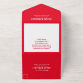 Leuk Retro Rood & Roze Valentijnsdag Bruiloft All In One Uitnodiging (Buitenkant)