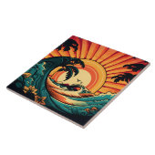 Leuk retro strandhuis tegeltje (Zijkant)