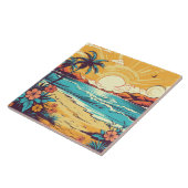 Leuk retro strandhuis  tegeltje (Zijkant)