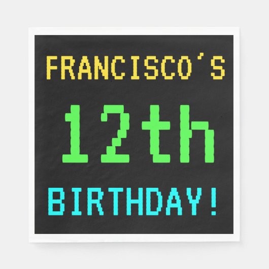 Leuk /Retro Videogame Look 12e Verjaardag Servet (Voorkant)