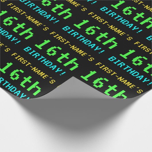 Leuk /Retro Videogame Look 16e Verjaardag Cadeaupapier (Hoek)