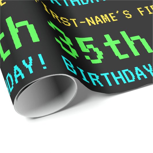 Leuk /Retro Videogame Look 35th Verjaardag Cadeaupapier (Rol Hoek)