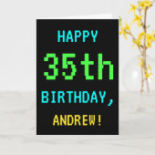 Leuk /Retro Videogame Look 35th Verjaardag Kaart (Gele Bloem)