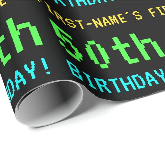 Leuk /Retro Videogame Look 50th Verjaardag Cadeaupapier (Rol Hoek)