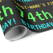 Leuk /Retro Videogame Look 74th Verjaardag Cadeaupapier (Rol Hoek)