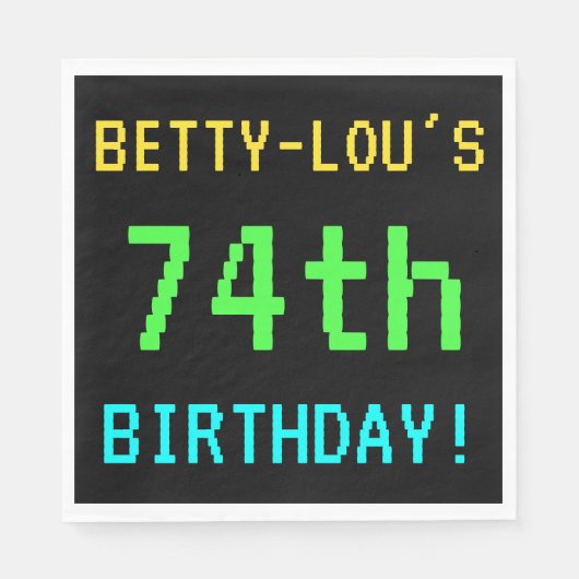 Leuk /Retro Videogame Look 74th Verjaardag Servet (Voorkant)