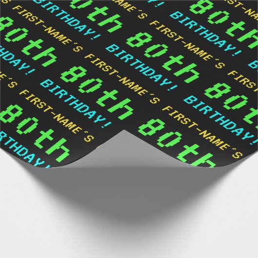 Leuk /Retro Videogame Look 80th Verjaardag Cadeaupapier (Hoek)