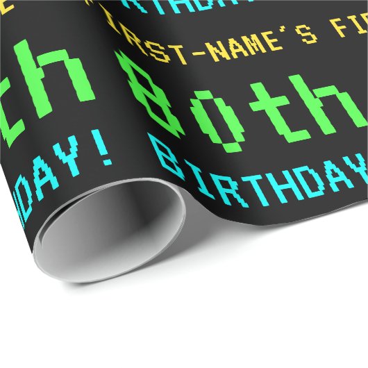 Leuk /Retro Videogame Look 80th Verjaardag Cadeaupapier (Rol Hoek)