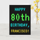 Leuk /Retro Videogame Look 80th Verjaardag Kaart (Gele Bloem)