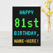 Leuk /Retro Videogame Look 81st Verjaardag Kaart (Gele Bloem)