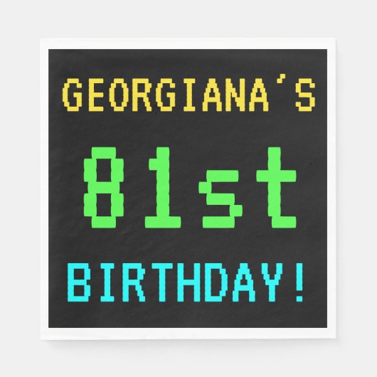 Leuk /Retro Videogame Look 81st Verjaardag Servet (Voorkant)