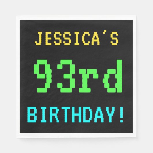 Leuk /Retro Videogame Look 93e Verjaardag Servet (Voorkant)
