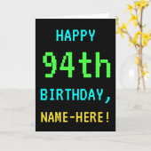 Leuk /Retro Videogame Look 94th Verjaardag Kaart (Gele Bloem)