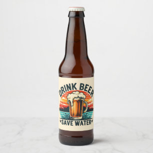 Leuk Retro Vintage Zonsondergang Bierglas Bier Etiket
