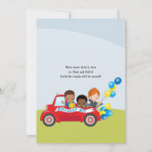 Leuk rijden door verjaardagsjongensfeest kaart (Achterkant)