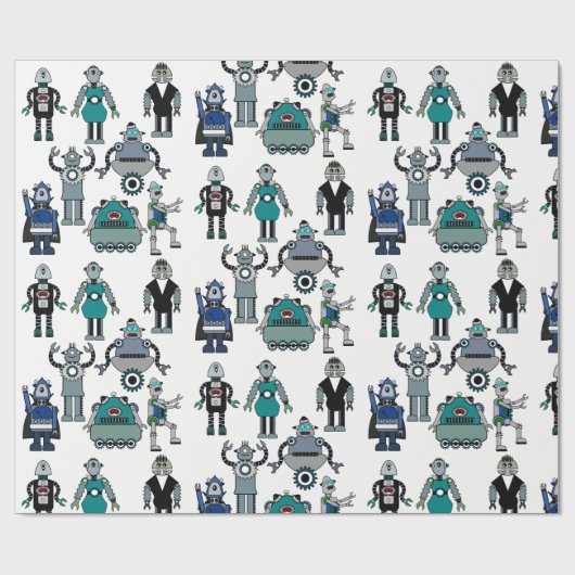 leuk Robot-omslagpapier voor kinderen, geeks, wete Cadeaupapier (Vlak)