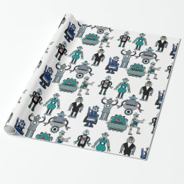 leuk Robot-omslagpapier voor kinderen, geeks, wete Cadeaupapier