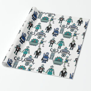 leuk Robot-omslagpapier voor kinderen, geeks, wete Cadeaupapier