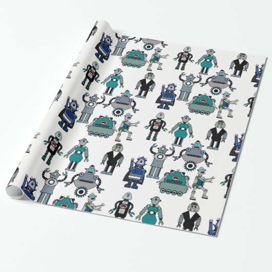 leuk Robot-omslagpapier voor kinderen, geeks, wete Cadeaupapier (Uitgerold)