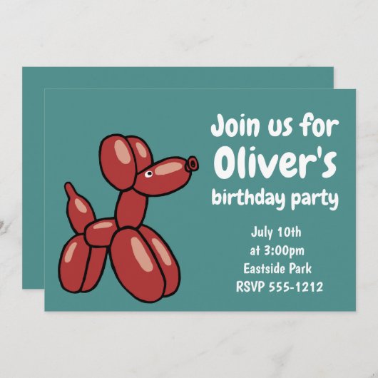 Leuk, rode ballon dier hond ontwerp kaart (Voorkant / Achterkant)