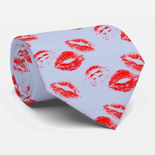 LEUK! Rode lippenstift afdrukken Stropdas (Opgerold)