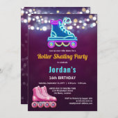 Leuk rolschaatsen verjaardagsfeestje kaart (Voorkant / Achterkant)