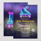 Leuk rolschaatsen verjaardagsfeestje kaart (Voorkant / Achterkant)