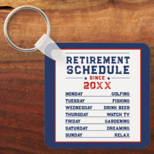Leuk Rood Blauw Wit Man Pensioenschema Plan Sleutelhanger
