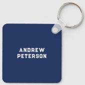 Leuk Rood Blauw Wit Man Pensioenschema Plan Sleutelhanger (Achterkant)