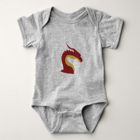 Leuk Rood en Geel Eenvoudige Fantasy draak embleem Romper (Voorkant)
