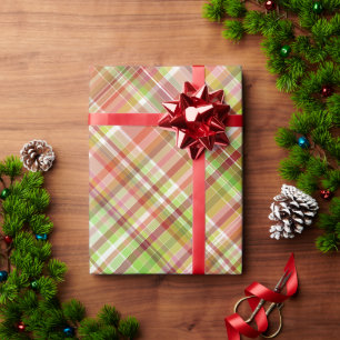 Leuk rood geel limoengroen geruit ruitjespatroon cadeaupapier