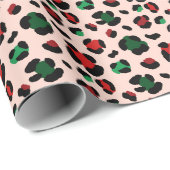 Leuk Rood Groen Mix Kerstmis Luipaard Print Cadeaupapier (Rol Hoek)