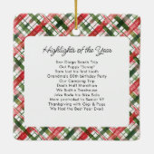 Leuk Rood Groen Plakken Check Kerstfoto Custom Keramisch Ornament (Achterkant)