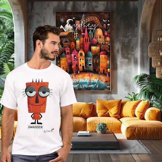 Leuk rood karakter Illustratie swagger Door Design T-shirt