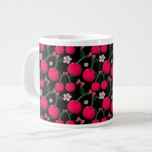Leuk rood Kersen bloempatroon Grote Koffiekop