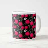 Leuk rood Kersen bloempatroon Grote Koffiekop (Voorkant rechts)