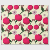Leuk rood kersenpatroon cadeaupapier (Vlak)