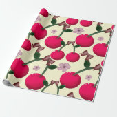 Leuk rood kersenpatroon cadeaupapier (Uitgerold)