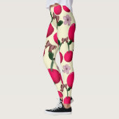 Leuk rood kersenpatroon leggings (Links)
