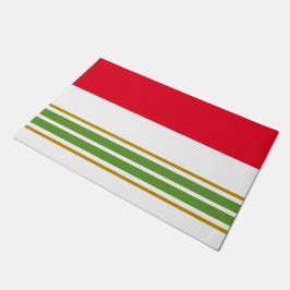 Leuk rood kleurenblok groen racestreepjes op wit deurmat