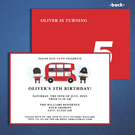 Leuk rood Londen Bus Kids Verjaardagsfeestje Kaart