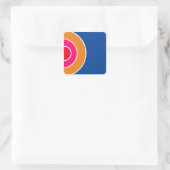 Leuk Rood Roze Sinaasappel Diep Blauw Concentrisch Vierkante Sticker (Tas)