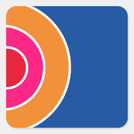 Leuk Rood Roze Sinaasappel Diep Blauw Concentrisch Vierkante Sticker