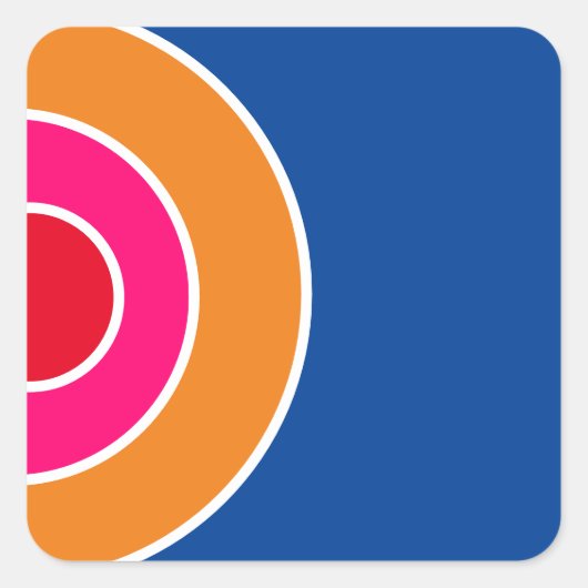 Leuk Rood Roze Sinaasappel Diep Blauw Concentrisch Vierkante Sticker (Voorkant)