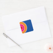 Leuk Rood Roze Sinaasappel Diep Blauw Concentrisch Vierkante Sticker (Envelop)